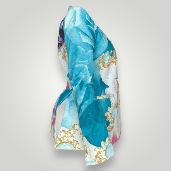 Roberto Cavalli Vintage 2001 Blue & Pink Eyes Printed Blazer Jacket 🩵 - Picture 7 of 15